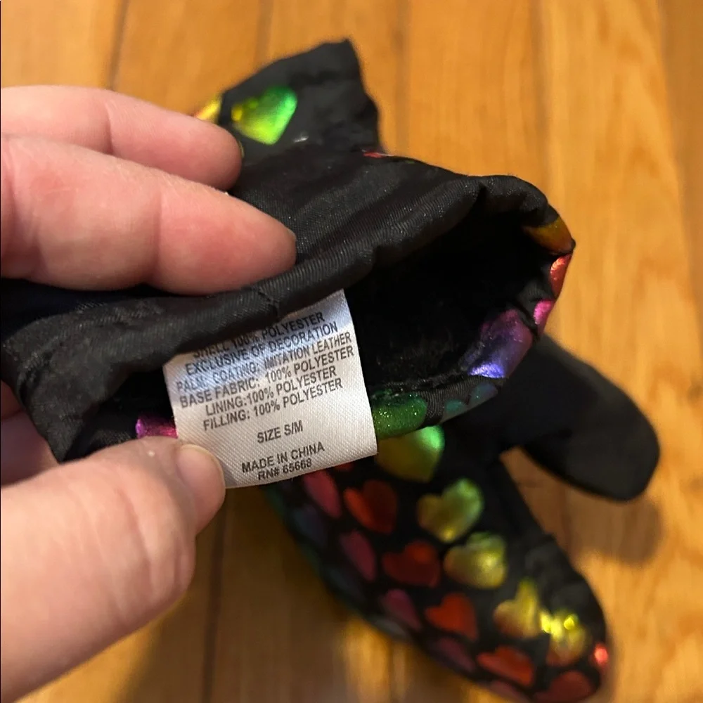 Kids Black Mittens with Colorful Trim